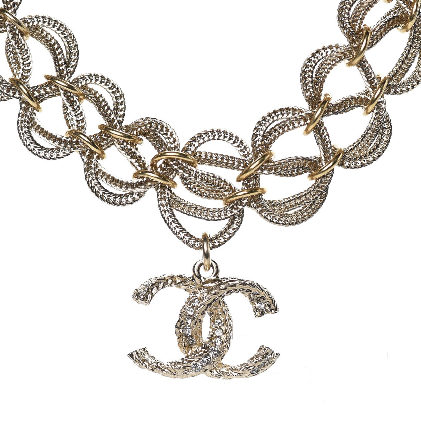 Chain Link CC Choker Necklace Gold