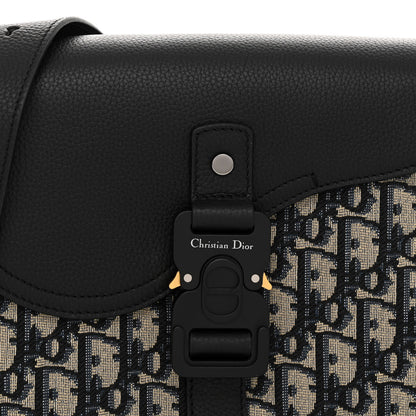 Christian Dior Oblique Jacquard Grained Calfskin Small Saddle Messenger Bag Beige Black 8 of 11