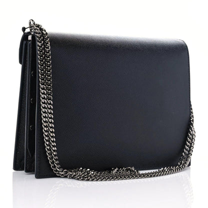 Saint Laurent Grain De Poudre Monogram Cassandra Clasp Bag Black 3 of 9
