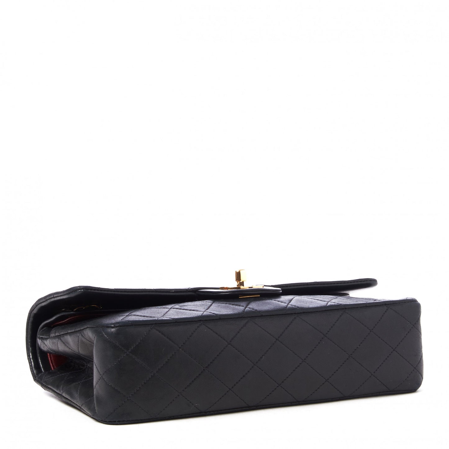 Lambskin Quilted Medium Double Flap Black