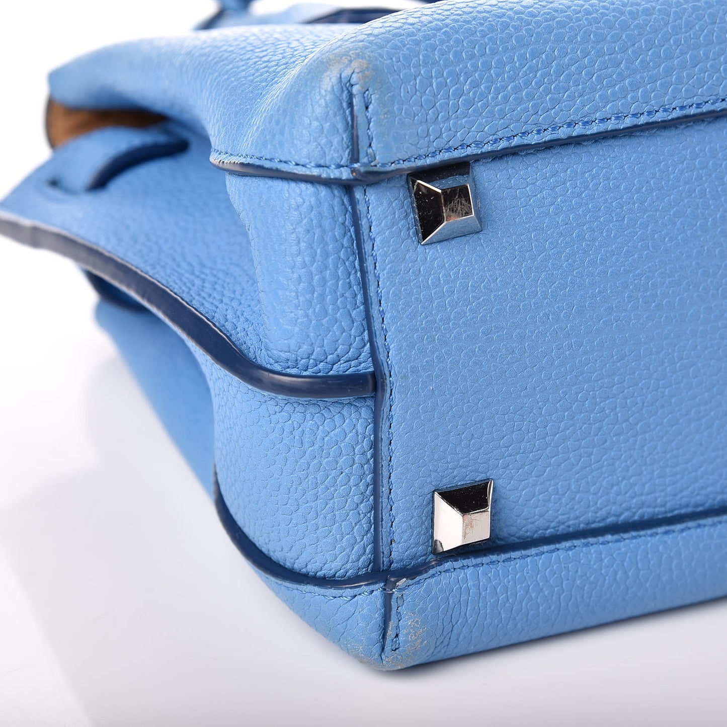 Grained Calfskin Mini Milla Tote Mediterranean Blue