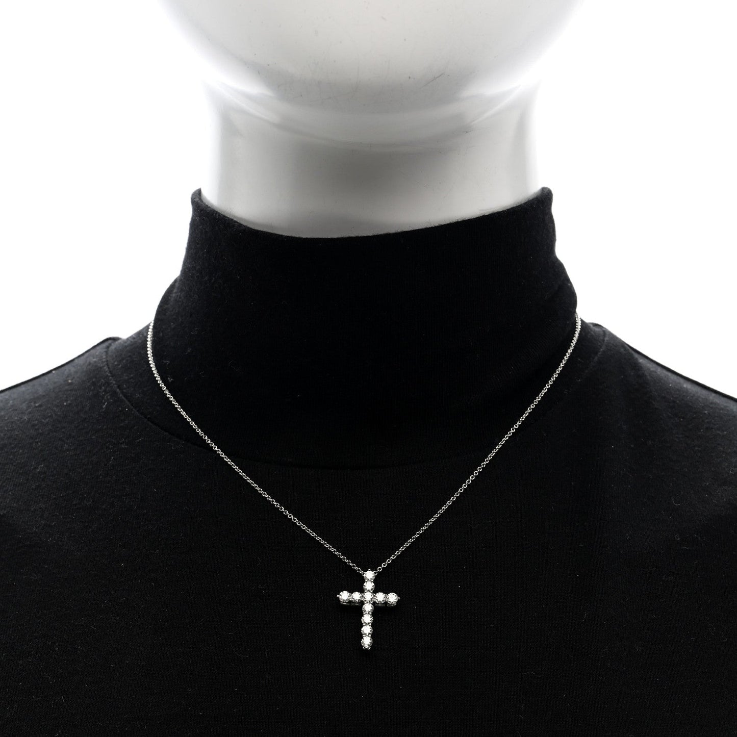 Platinum Diamond Medium Cross Pendant Necklace