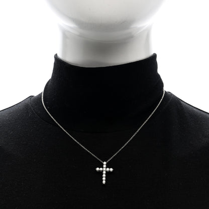 Tiffany Platinum Diamond Medium Cross Pendant Necklace 2 of 6
