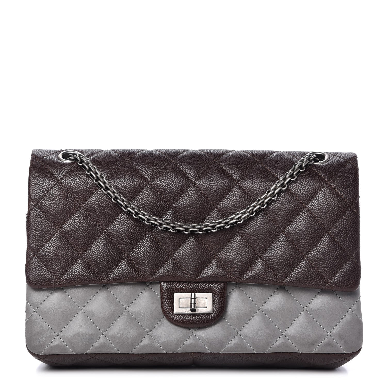 Chanel Caviar Iridescent Calfskin 2.55 Reissue 226 Flap Brown Grey 1 of 10