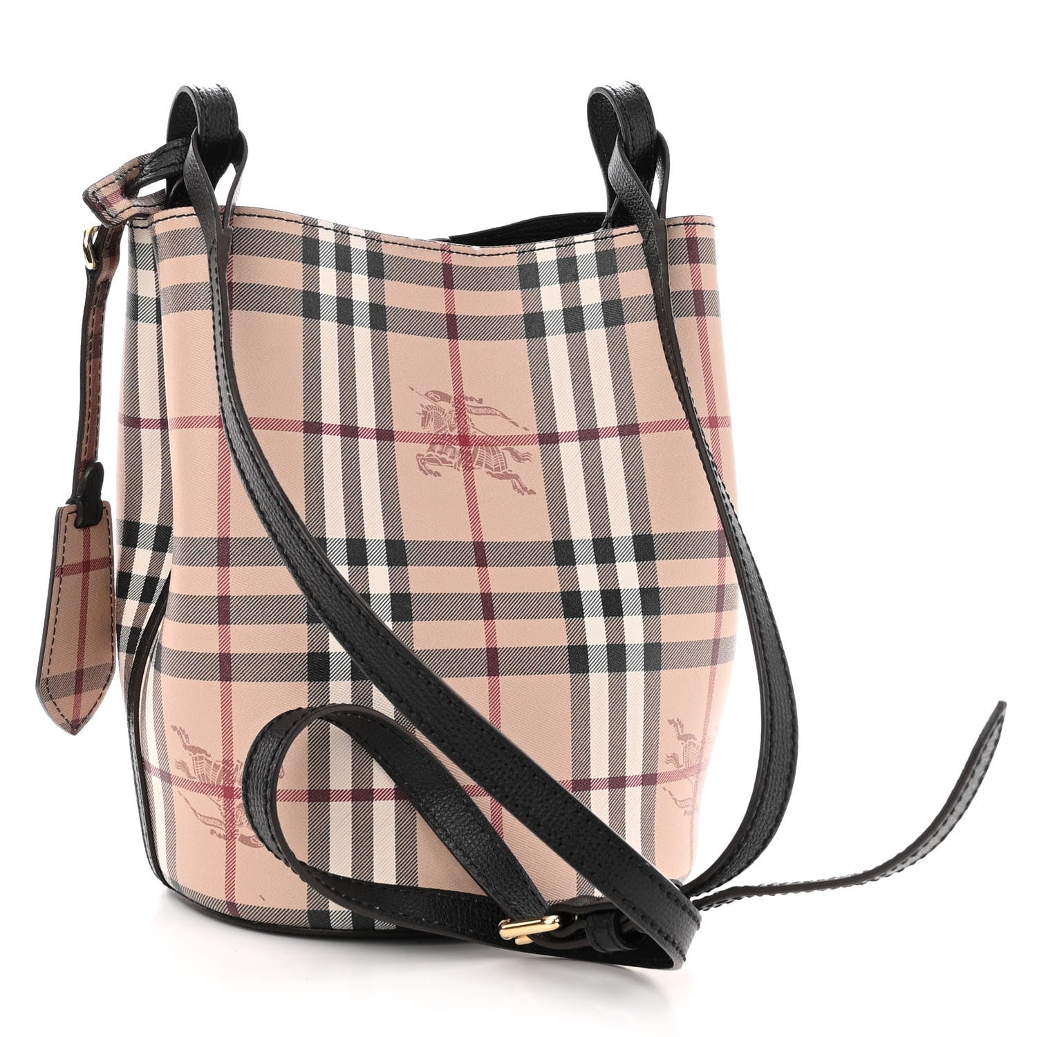 Burberry Haymarket Check Colours Small Lorne Bucket Crossbody Black 3 of 9