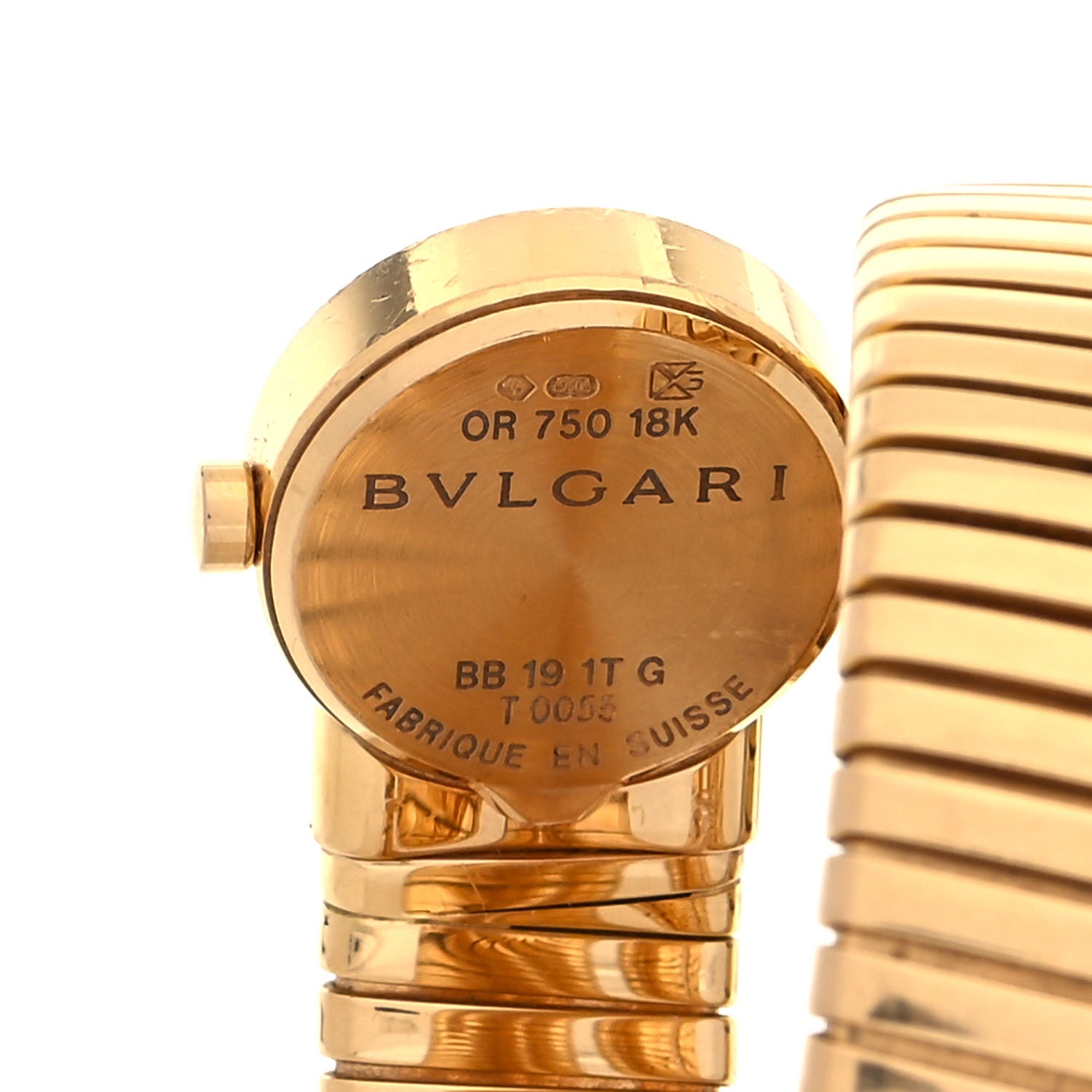 Bulgari 18K Yellow Gold 19mm Serpenti Tubogas Double Spiral Quartz Watch Black 4 of 5