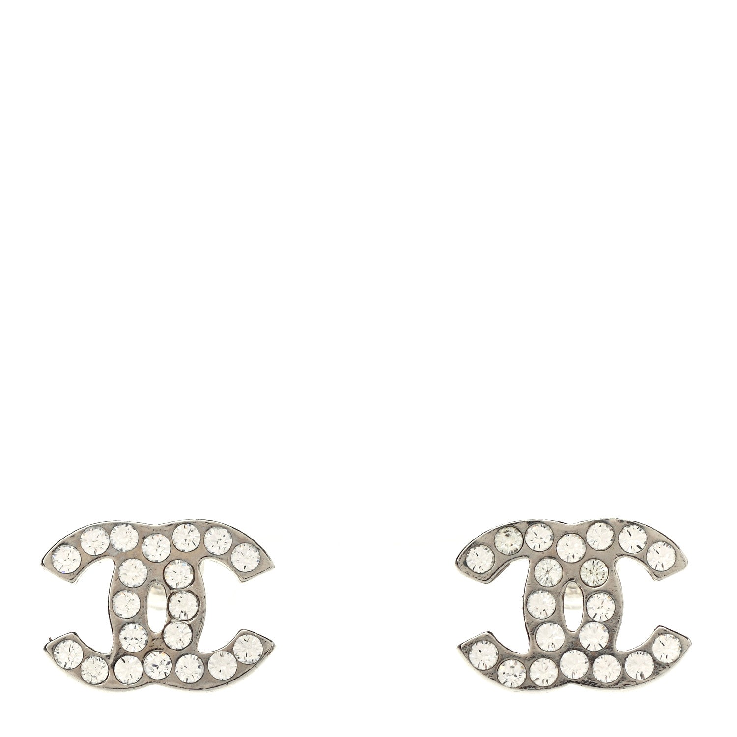 Chanel Crystal CC Earrings Silver 1 of 4