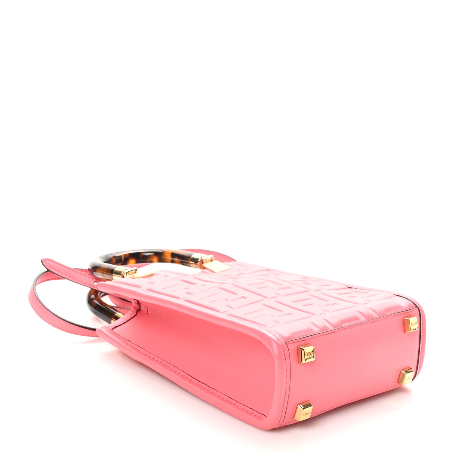 Fendi Vitello Plexiglass FF Embossed Mini Fendi Sunshine Shopper Tote Pink Dalia 4 of 10