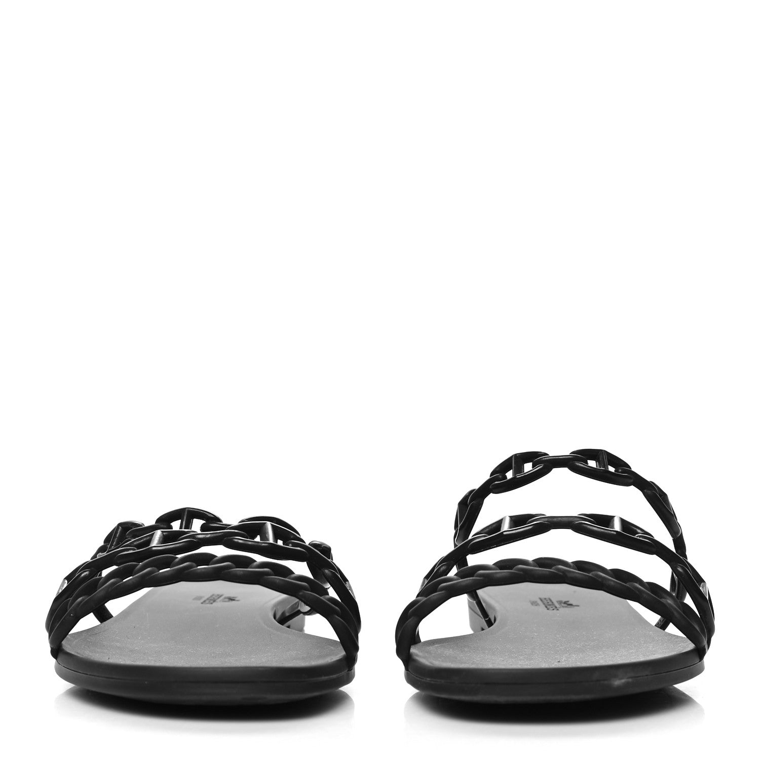 Hermes Rubber Chaine d'Ancre Rivage Sandals 40 Black 2 of 8