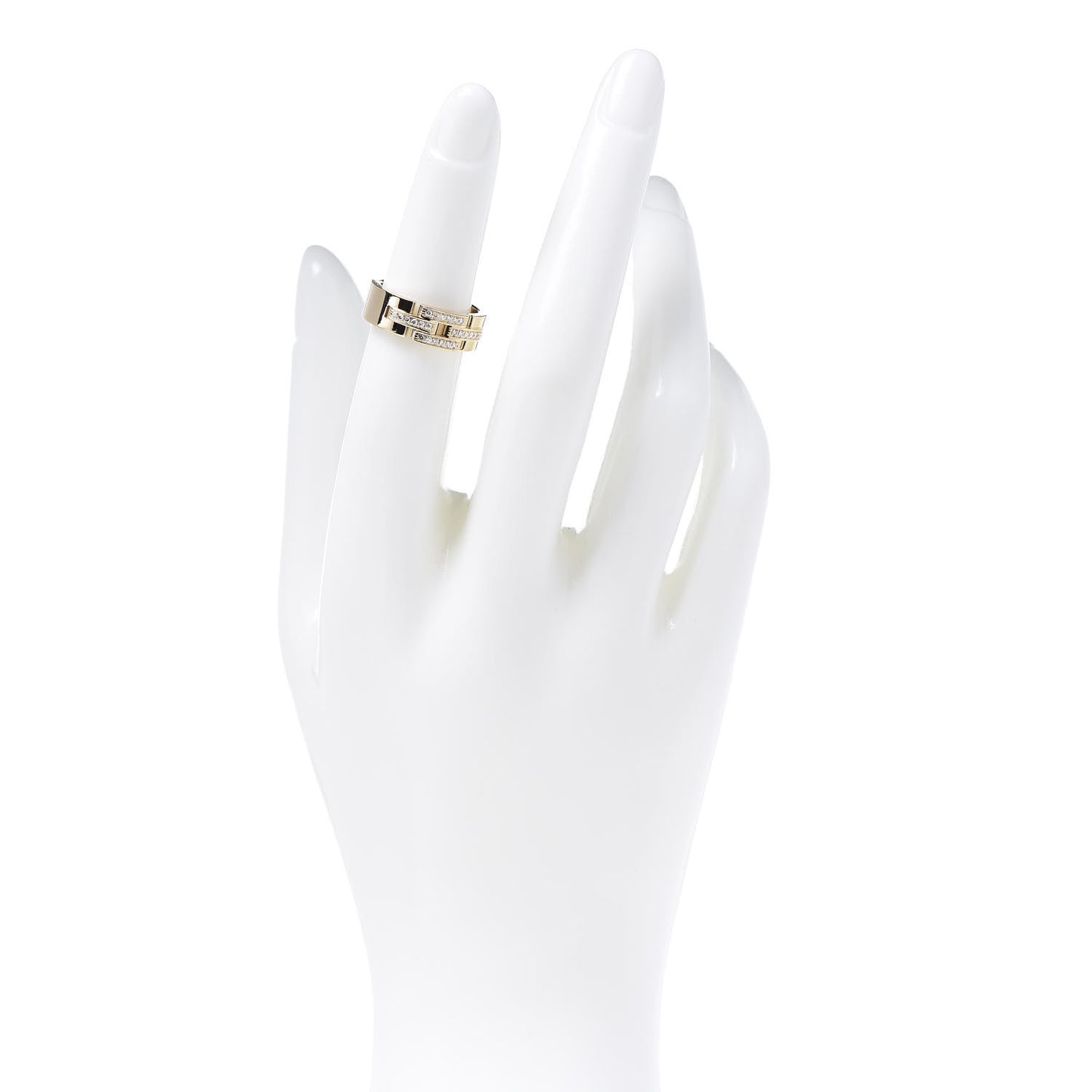 18K Yellow Gold Diamond Maillon Panthere Band Ring 49 5