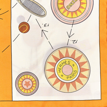 Hermes Silk Tea For Two Scarf 90 Orange White Jaune 2 of 5