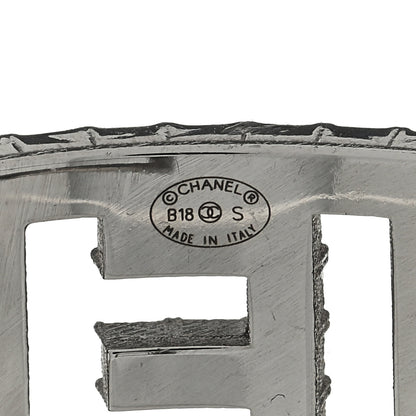 Chanel Metal Crystal Logo Cuff Bracelet Ruthenium 3 of 3