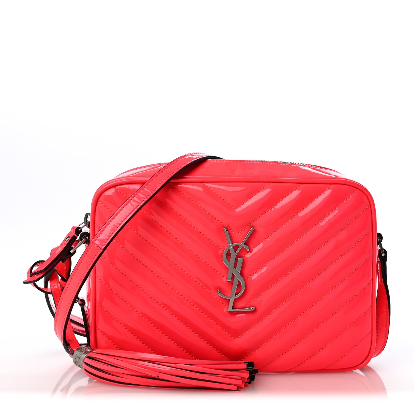 Patent Calfskin Matelasse Monogram Lou Camera Bag Neon Pink