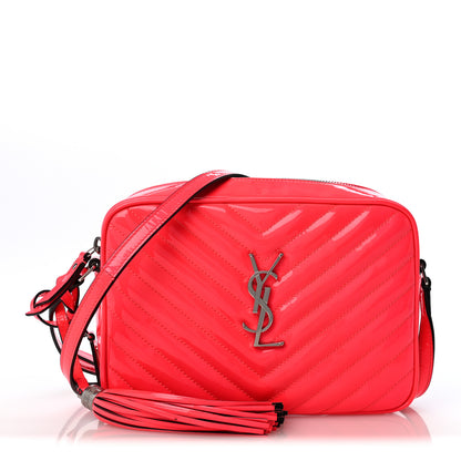 Saint Laurent Patent Calfskin Matelasse Monogram Lou Camera Bag Neon Pink 1 of 14