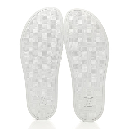 Louis Vuitton Metallic Rubber Embossed Monogram Mens Waterfront Mules 9 5 of 7