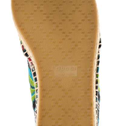 Gucci Tapestry Brocade Blind For Love Espadrilles 37.5 Acquamarine Green Black 15 of 18