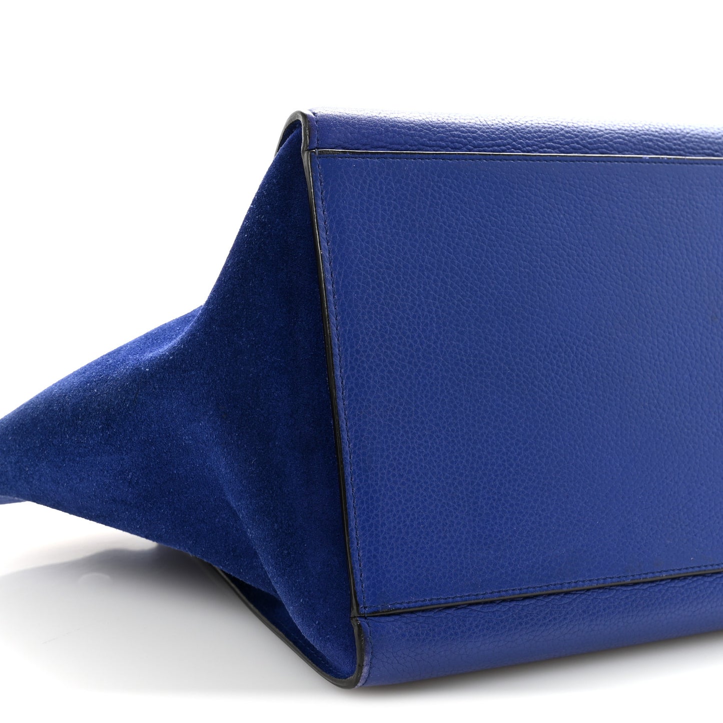 Drummed Calfskin Suede Medium Trapeze Indigo