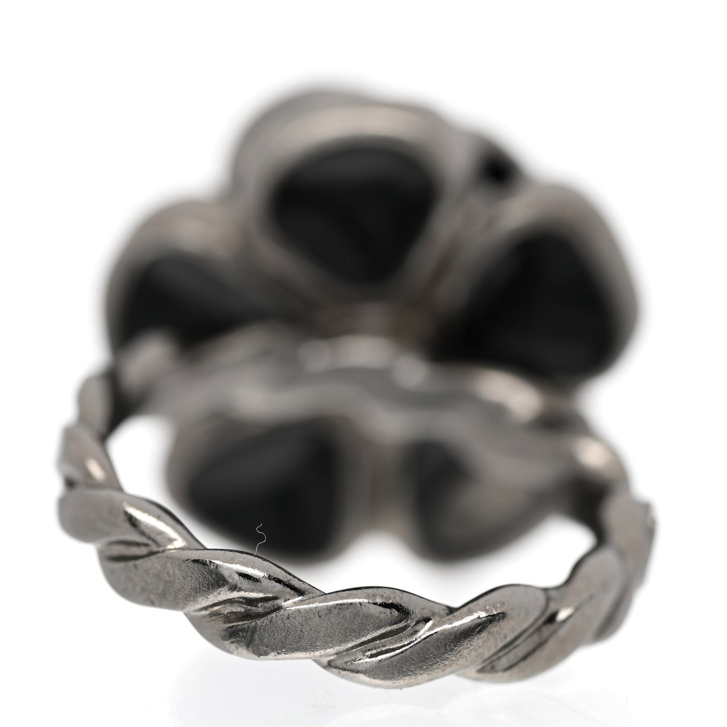 Enamel Ruthenium CC Camellia Ring 53 6.25 Black