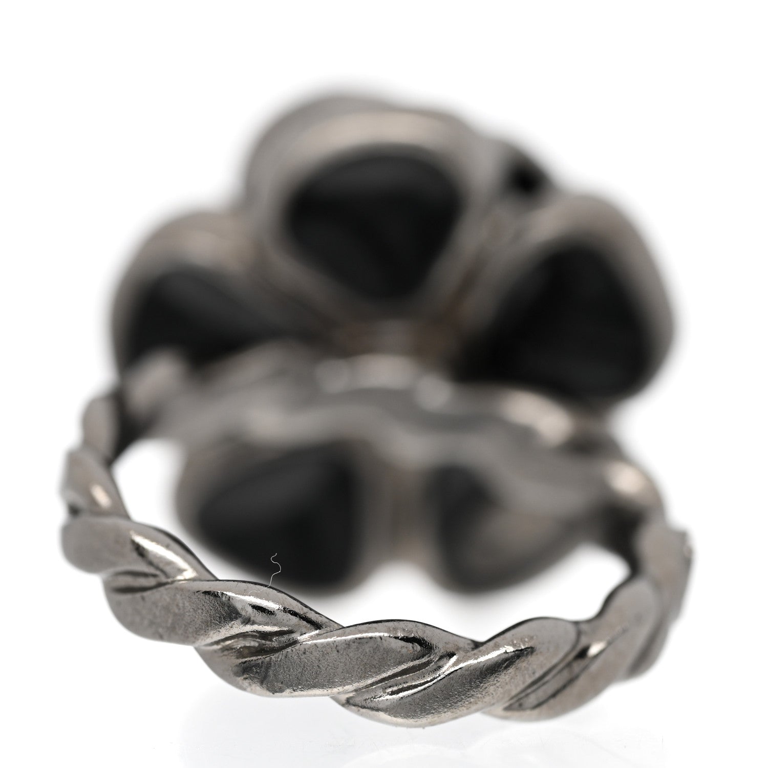 Chanel Enamel Ruthenium CC Camellia Ring 53 6.25 Black 2 of 4