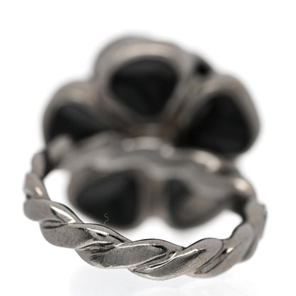 Chanel Enamel Ruthenium CC Camellia Ring 53 6.25 Black 2 of 4