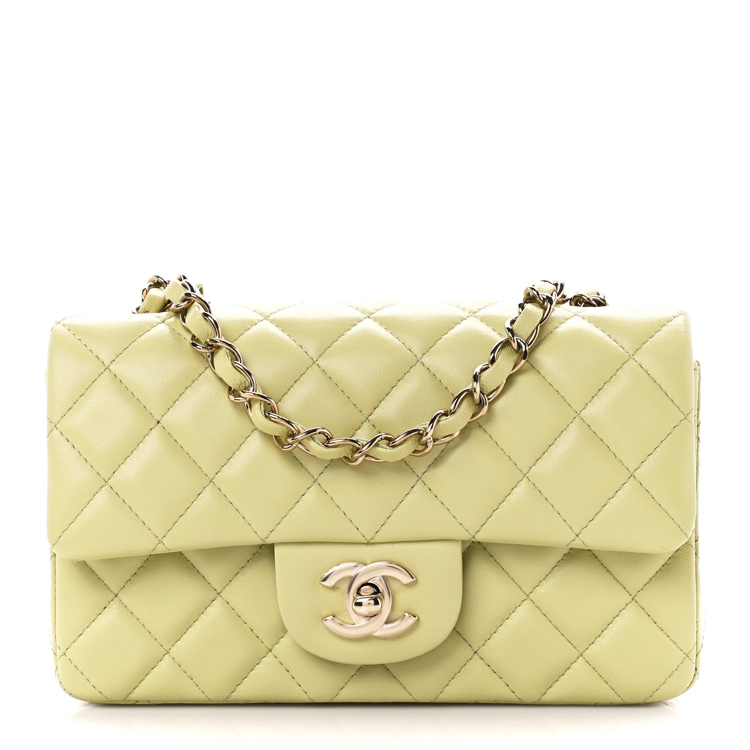 Chanel Lambskin Quilted Mini Rectangular Flap Light Green 1 of 12