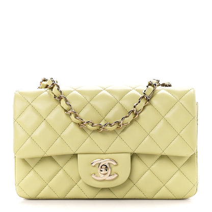 Chanel Lambskin Quilted Mini Rectangular Flap Light Green 1 of 12