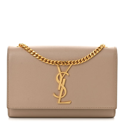 Saint Laurent Grain De Poudre Small Monogram Kate Satchel Dark Beige 1 of 15