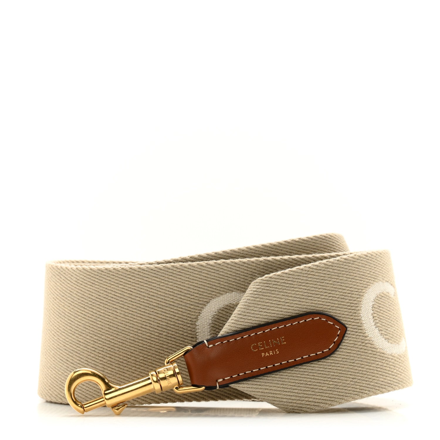 Celine Jacquard Wool Logo Short Strap Beige White 1 of 6