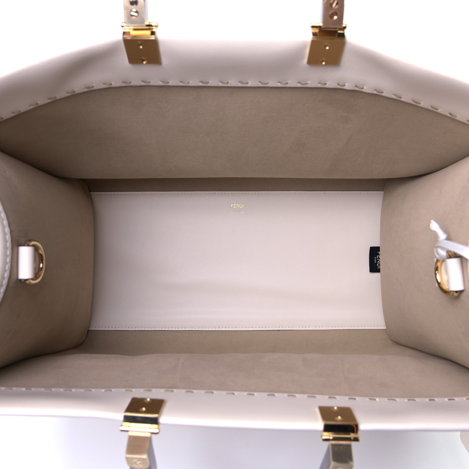 Fendi Vitello King Plexiglass Logo Embossed Large Fendi Sunshine Shopper Tote White Ice 4 of 4