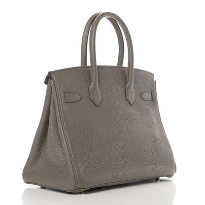 Hermes Taurillon Clemence Birkin 30 Etain 3 of 17