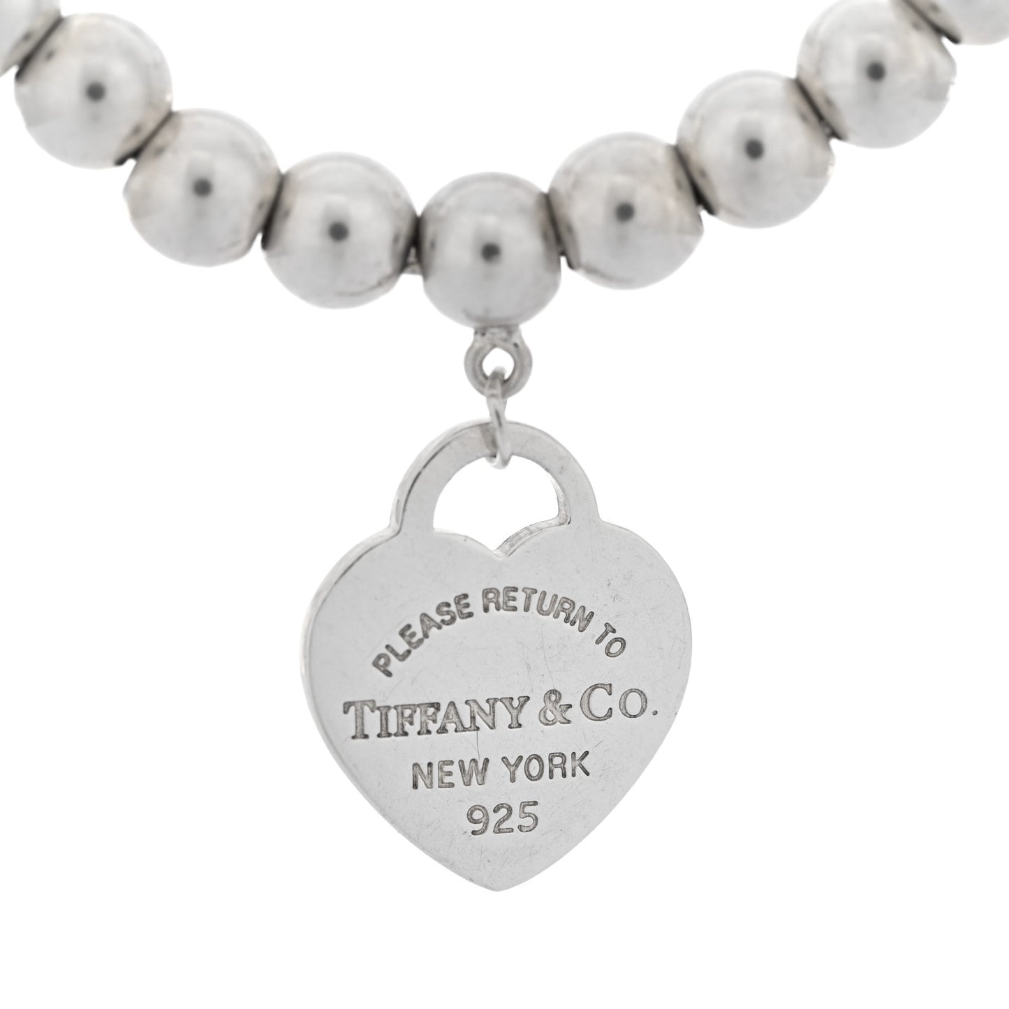 Sterling Silver Enamel 4mm Return To Heart Tag Bead Bracelet Blue