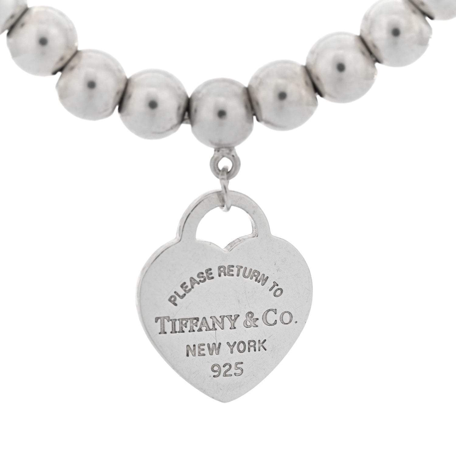 Tiffany Sterling Silver Enamel 4mm Return To Heart Tag Bead Bracelet Blue 3 of 3