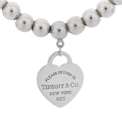 Tiffany Sterling Silver Enamel 4mm Return To Heart Tag Bead Bracelet Blue 3 of 3