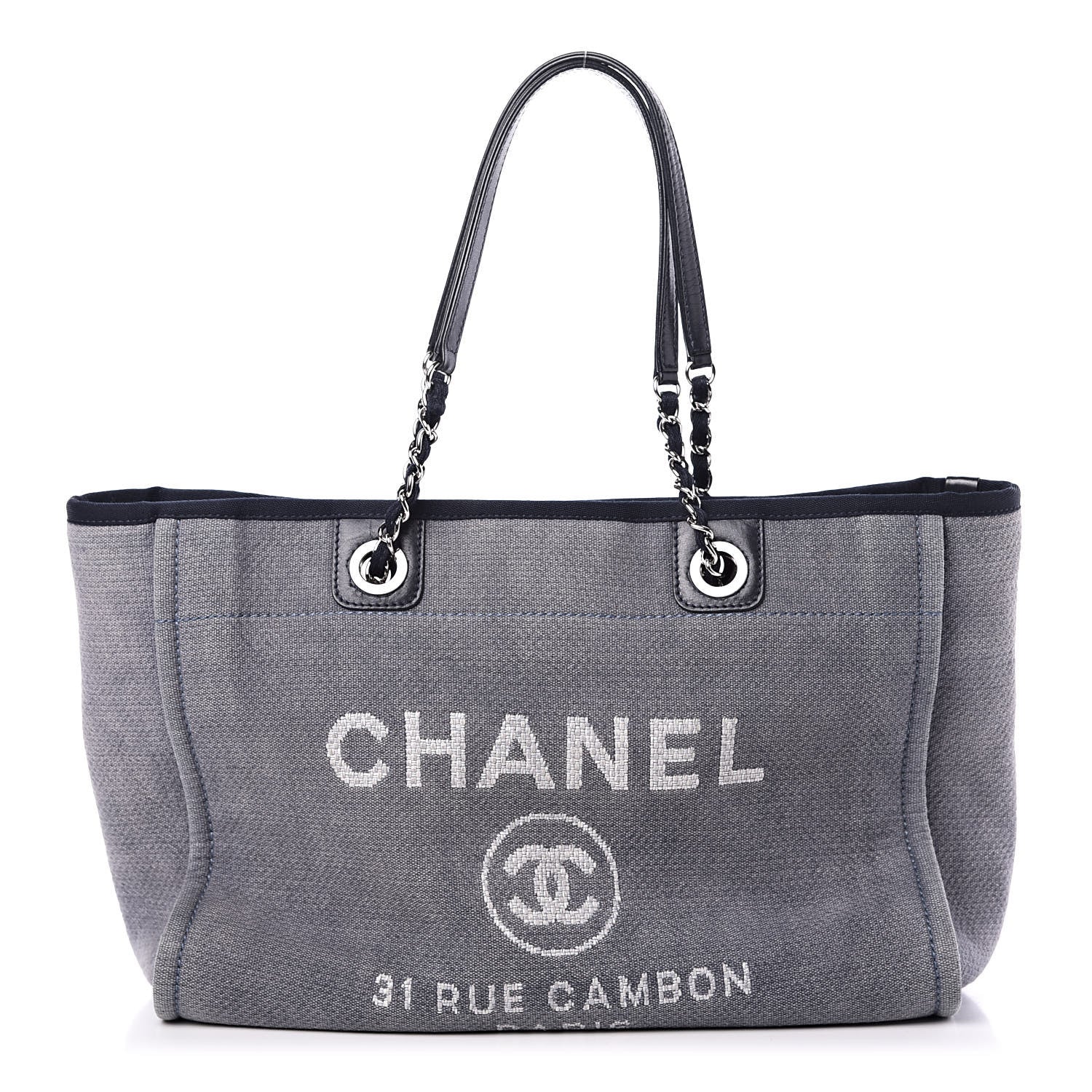 Chanel Canvas Small Deauville Tote Grey 1 of 10
