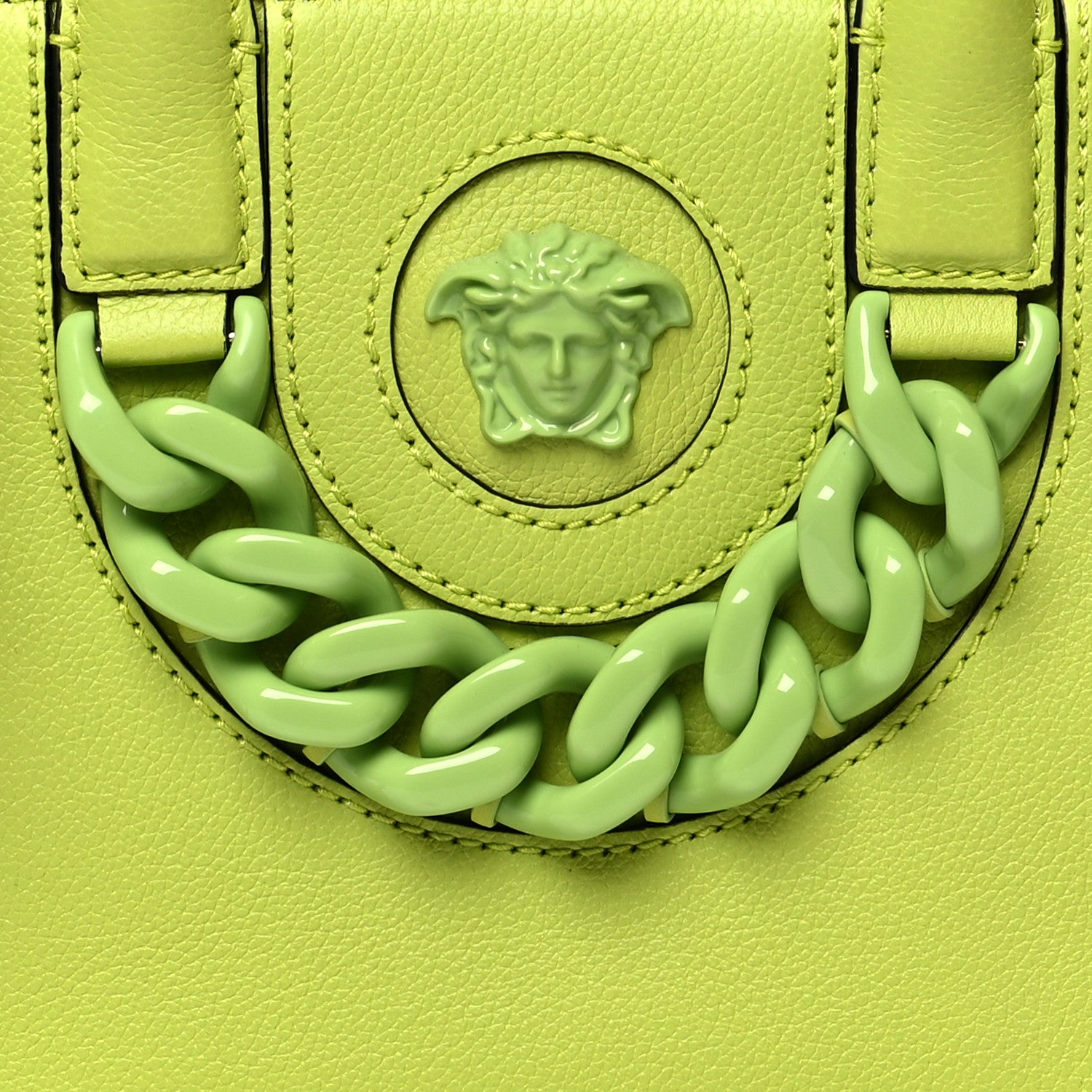 Versace Grained Calfskin Small La Medusa Chain Tote Citron 6 of 8