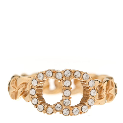 Christian Dior Metal Crystal Danseuse Etoile Chain Ring L 54 7 Gold 1 of 5