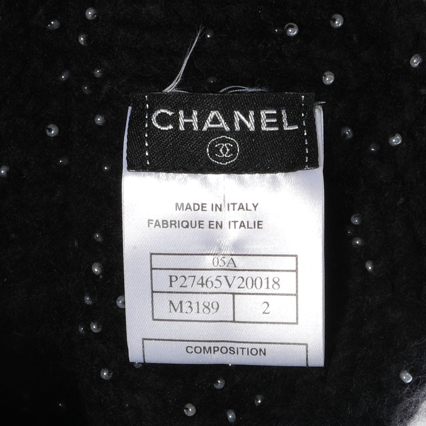 Cashmere Beaded Beanie Hat Black