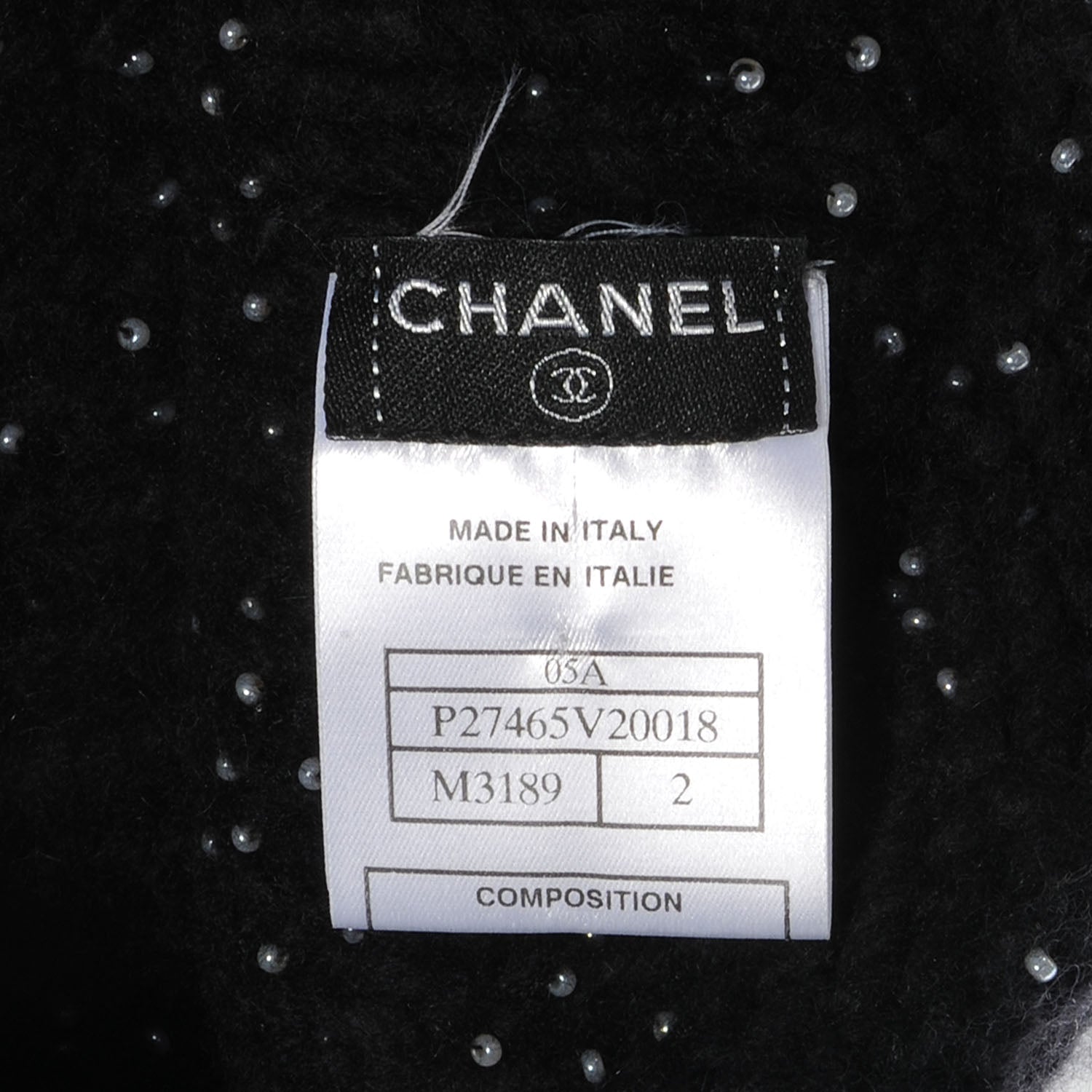 Chanel Cashmere Beaded Beanie Hat Black 5 of 6