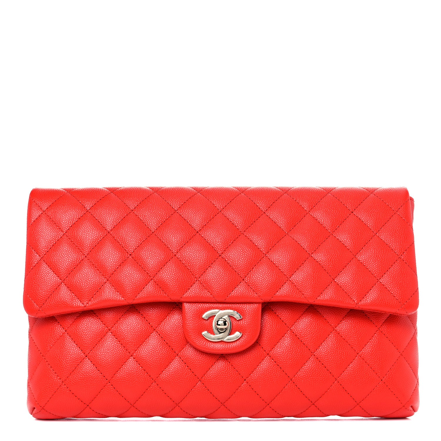 Chanel Caviar Quilted Flap Clutch Red 1 of 7