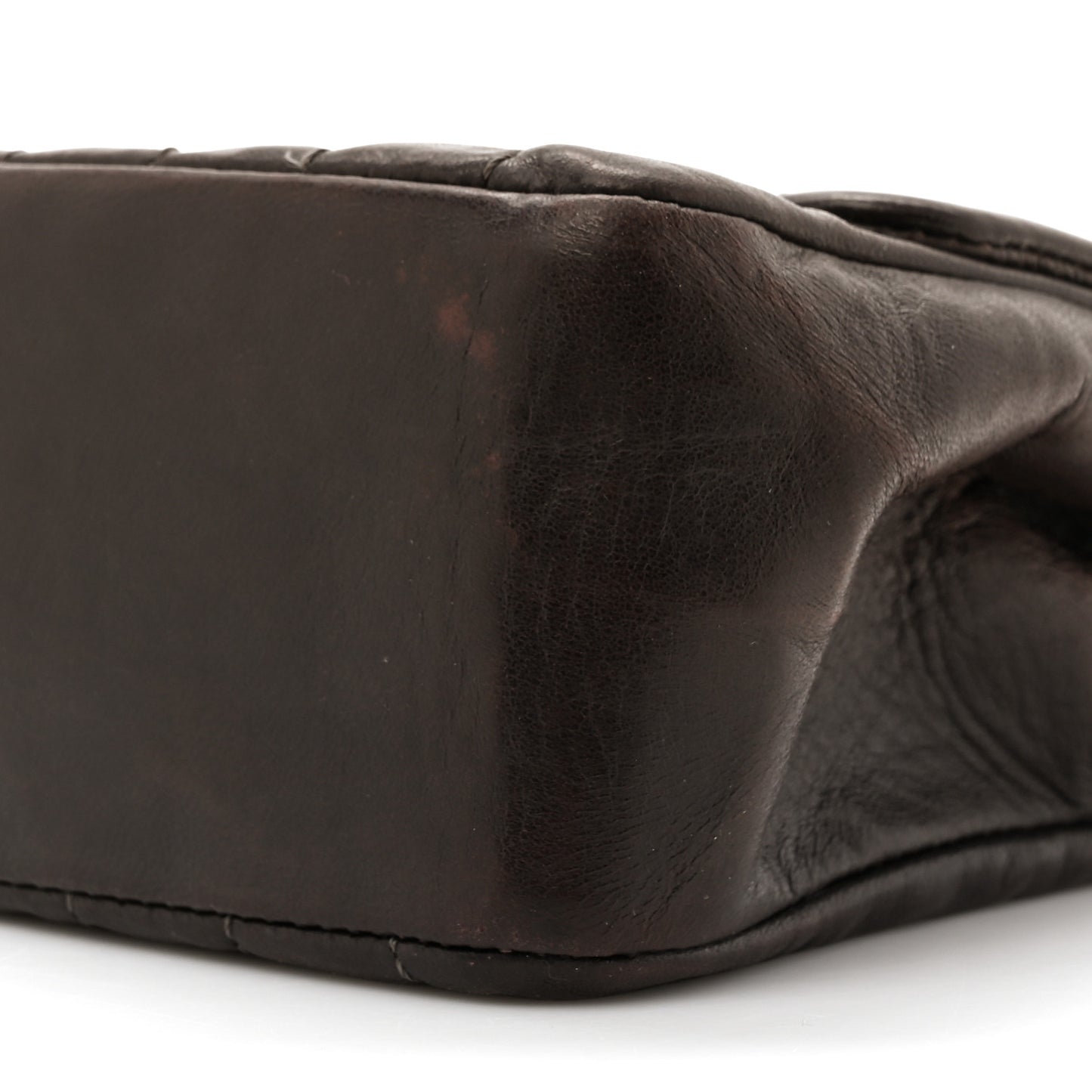 Lambskin Vertical Quilted Medium Single Flap Brown