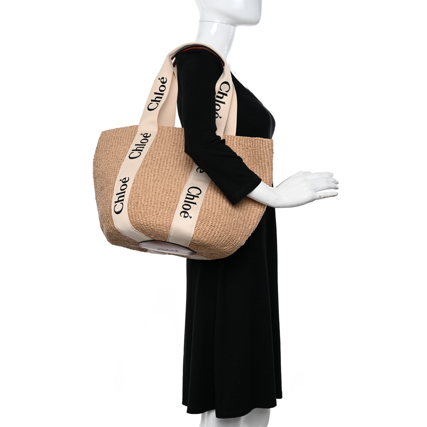 Chloe Raffia Large Woody Tote White 2 of 9