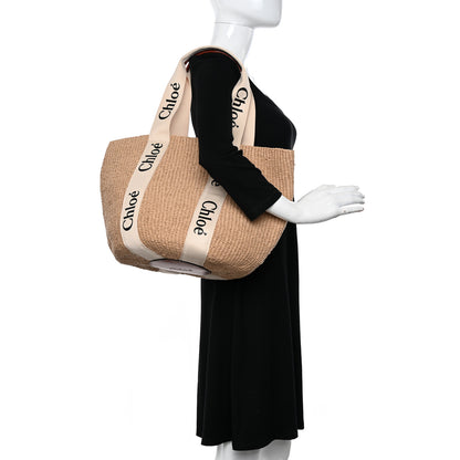 Chloe Raffia Large Woody Tote White 2 of 9