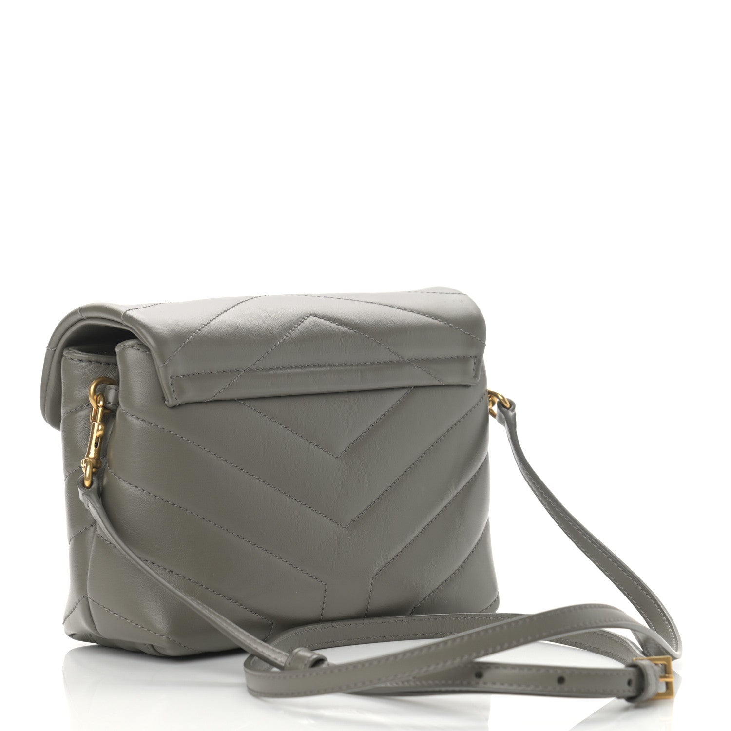 Saint Laurent Calfskin Y Quilted Monogram Toy Loulou Crossbody Bag Grey Kaki 3 of 11
