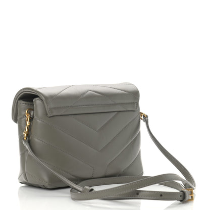 Saint Laurent Calfskin Y Quilted Monogram Toy Loulou Crossbody Bag Grey Kaki 3 of 11