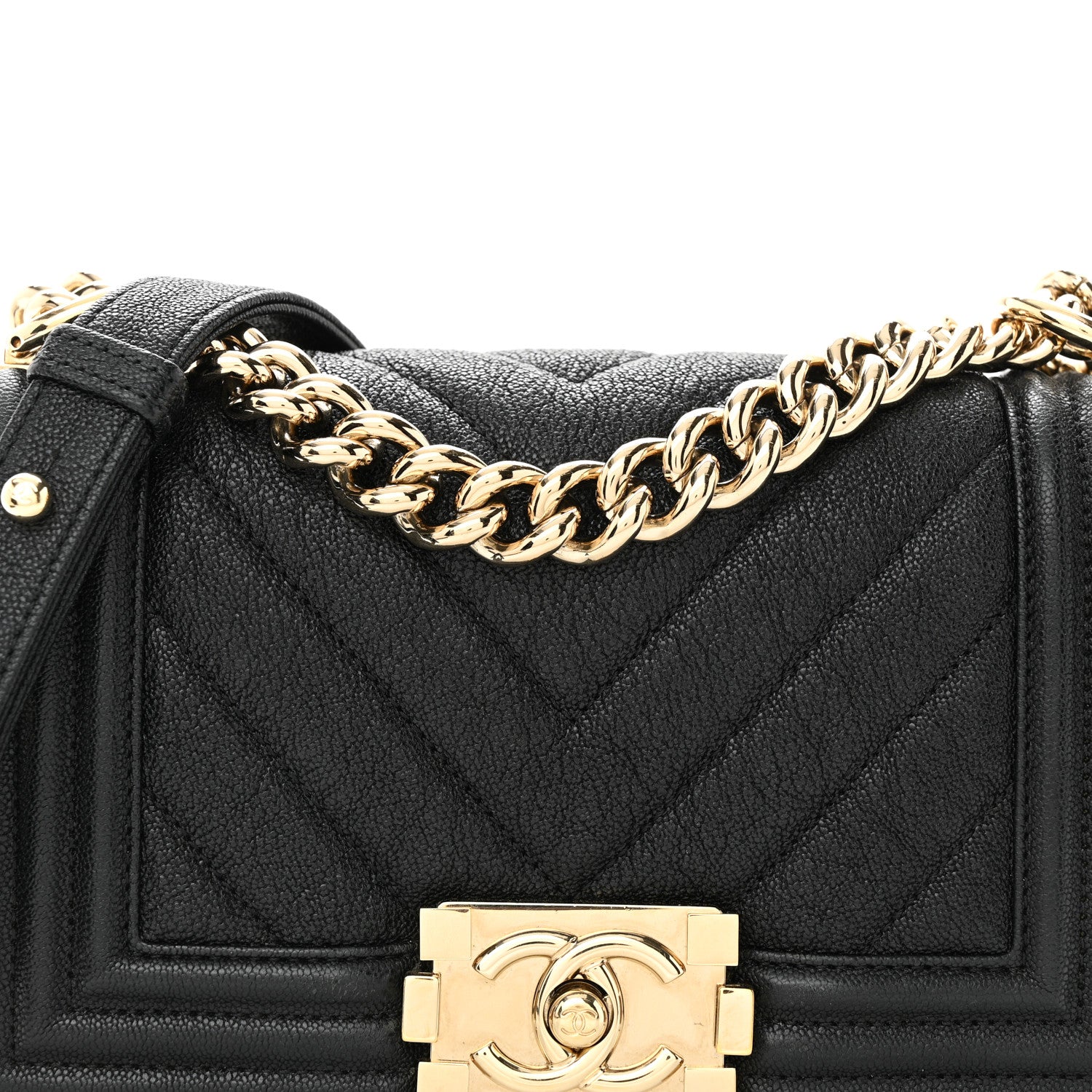 Chanel Iridescent Caviar Chevron Quilted Small Boy Flap Black 8 of 10