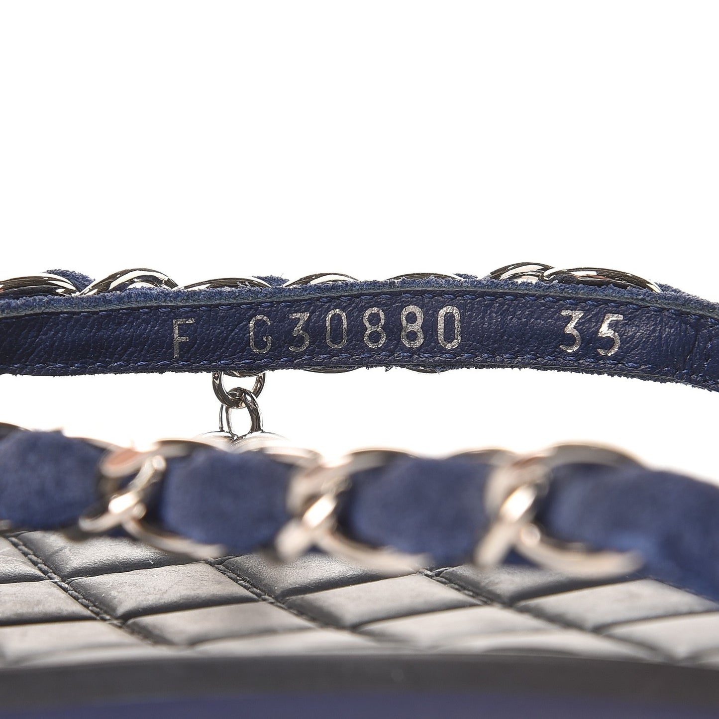 Suede Calfskin Quilted Chain Thong Sandals 35 Navy Blue