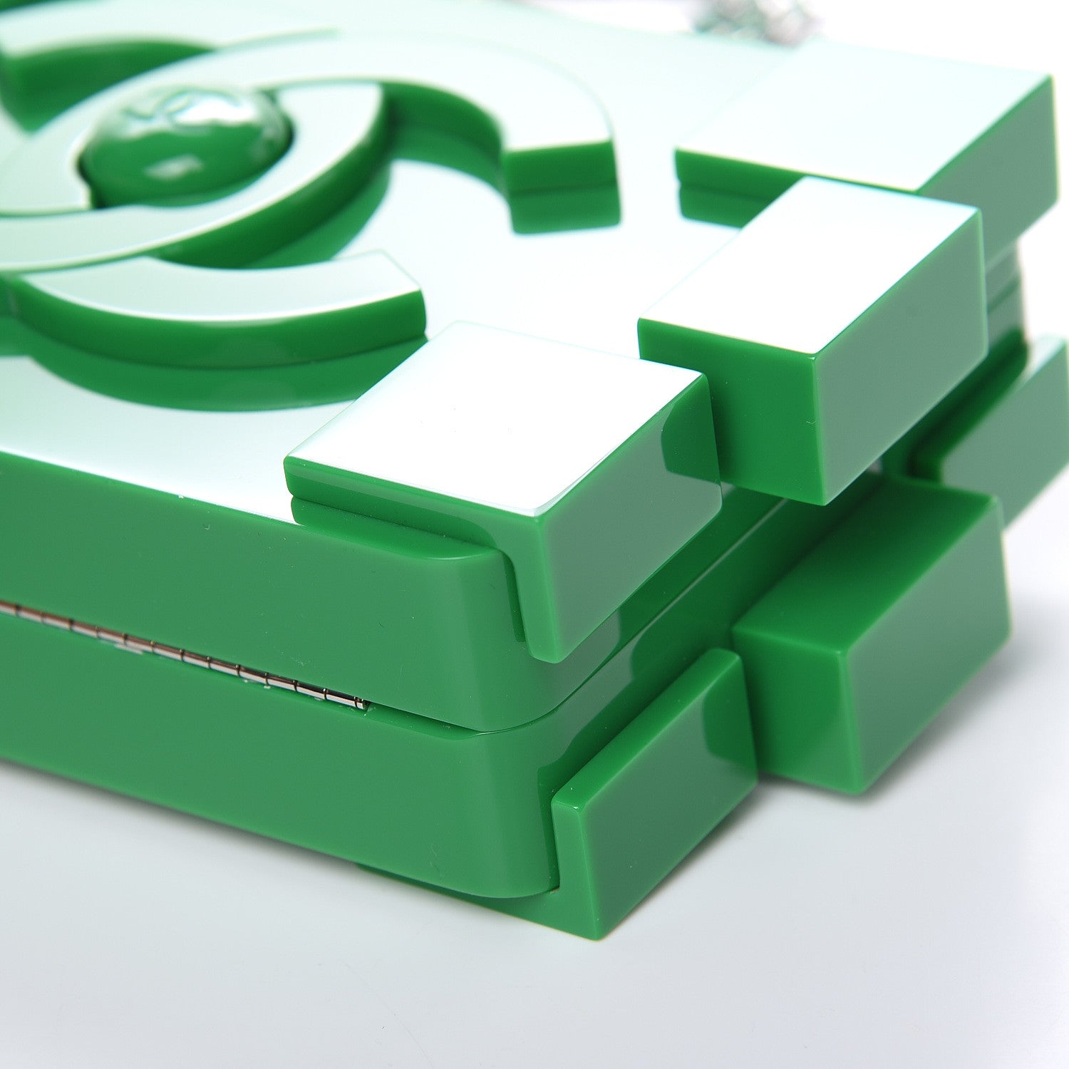 Chanel Plexiglass Boy Brick Lego Clutch Green 9 of 12
