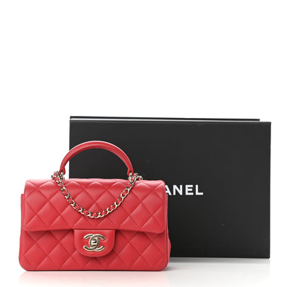 Chanel Lambskin Quilted Mini Top Handle Rectangular Flap Red 12 of 12