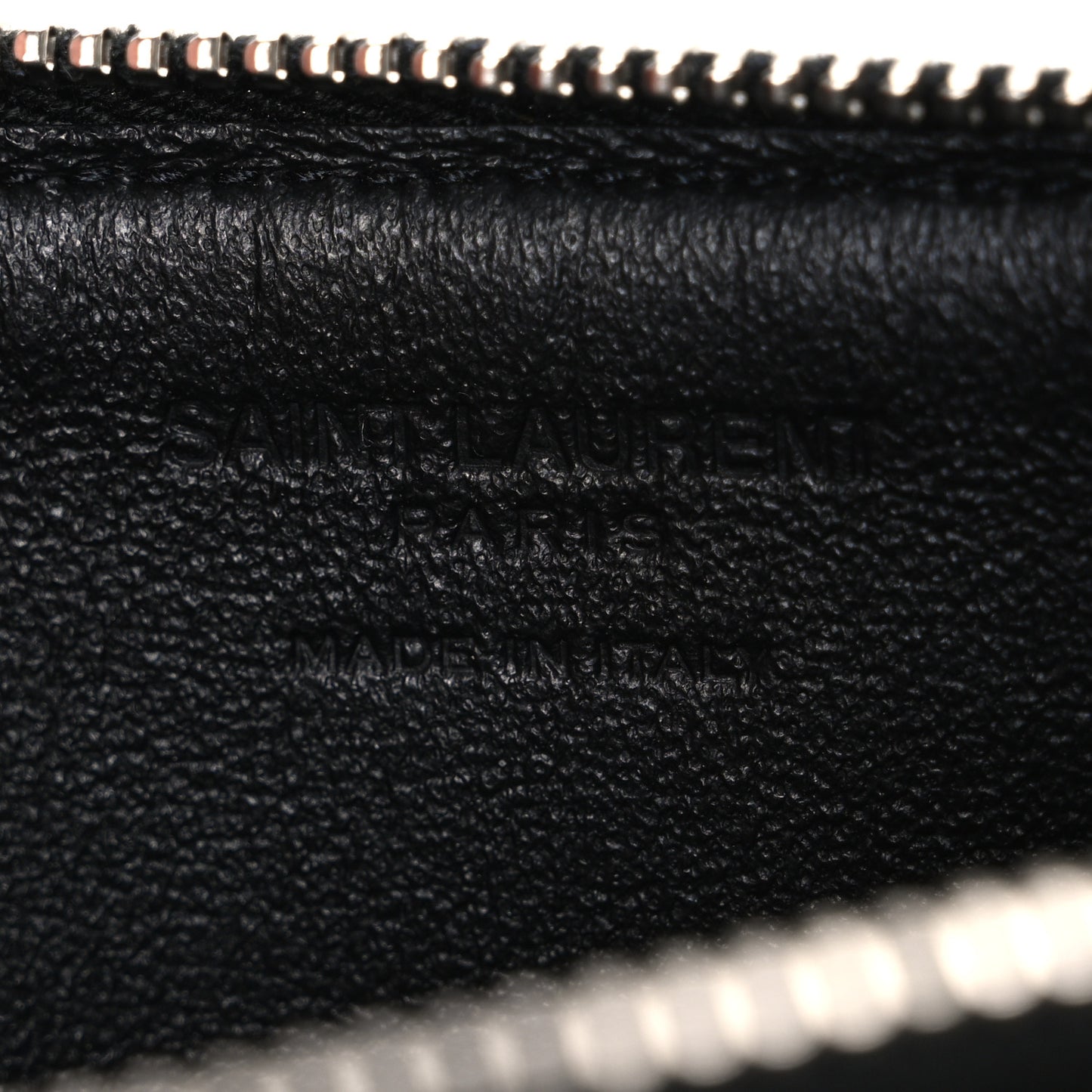 Grained Calfskin Zip Pouch Tech Card Holder Black