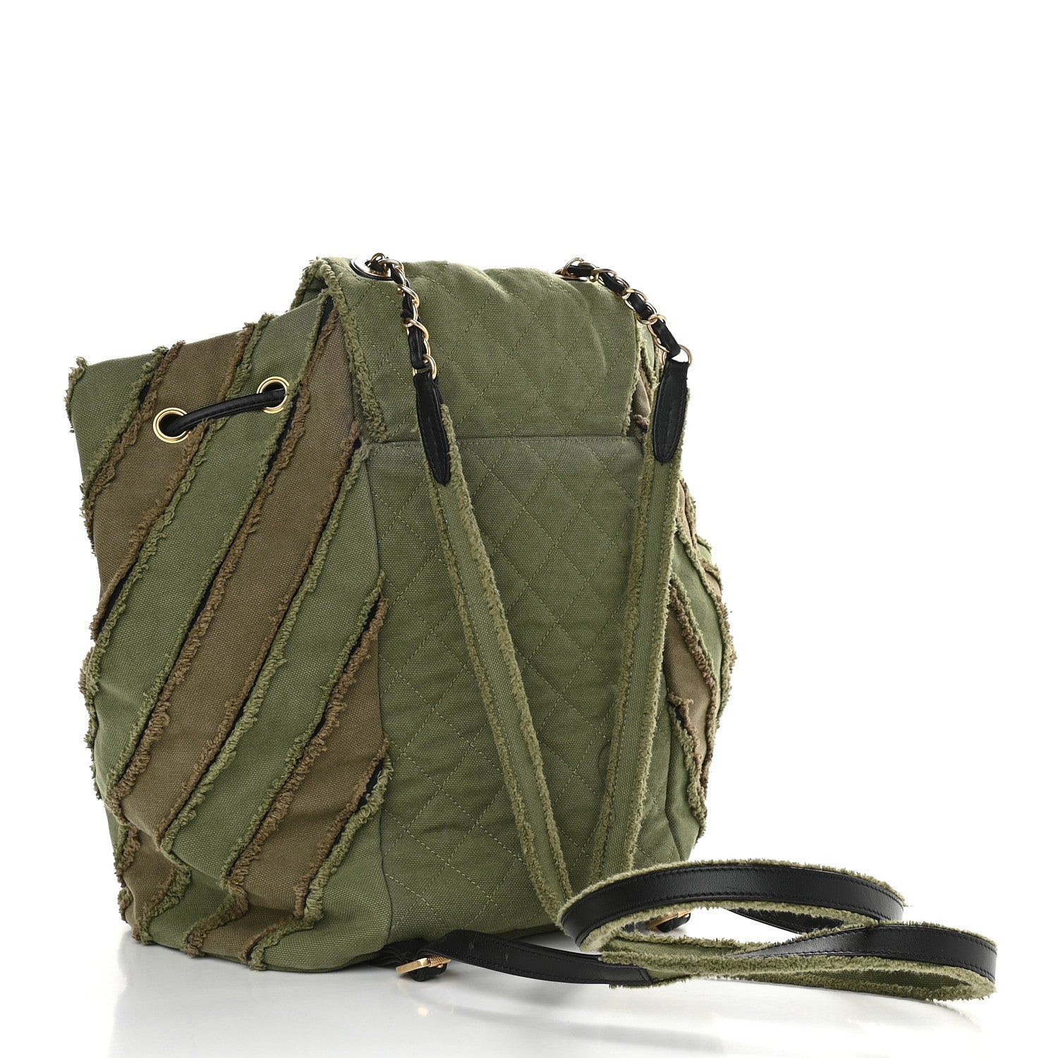 Chanel Canvas Chevron Cuba Patchwork Backpack Khaki 2 of 11